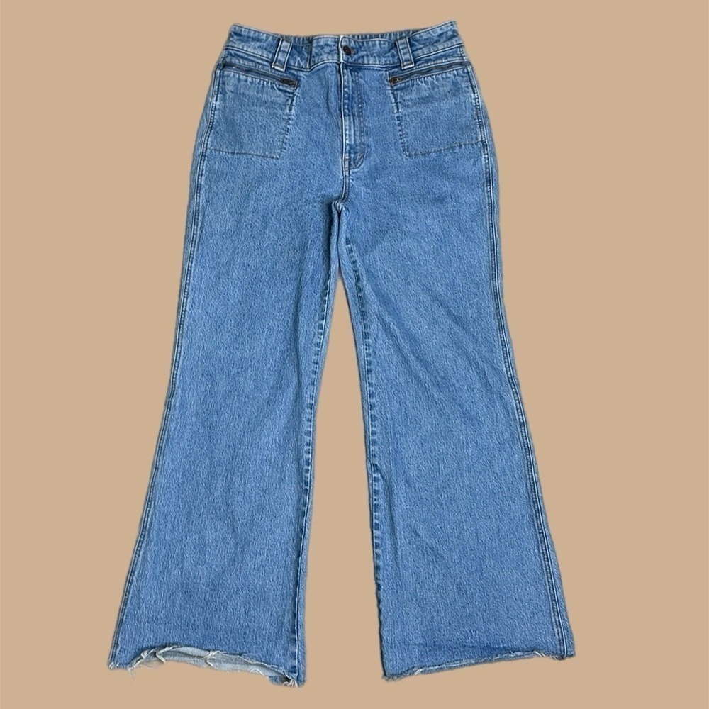 Madewell Women’s 11” High Rise Flare Jeans Zip-Pocket Edition  Blue Sz 30
